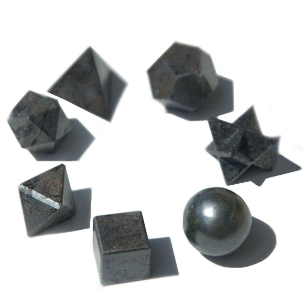Juego geométrico de siete piezas de ágata negra