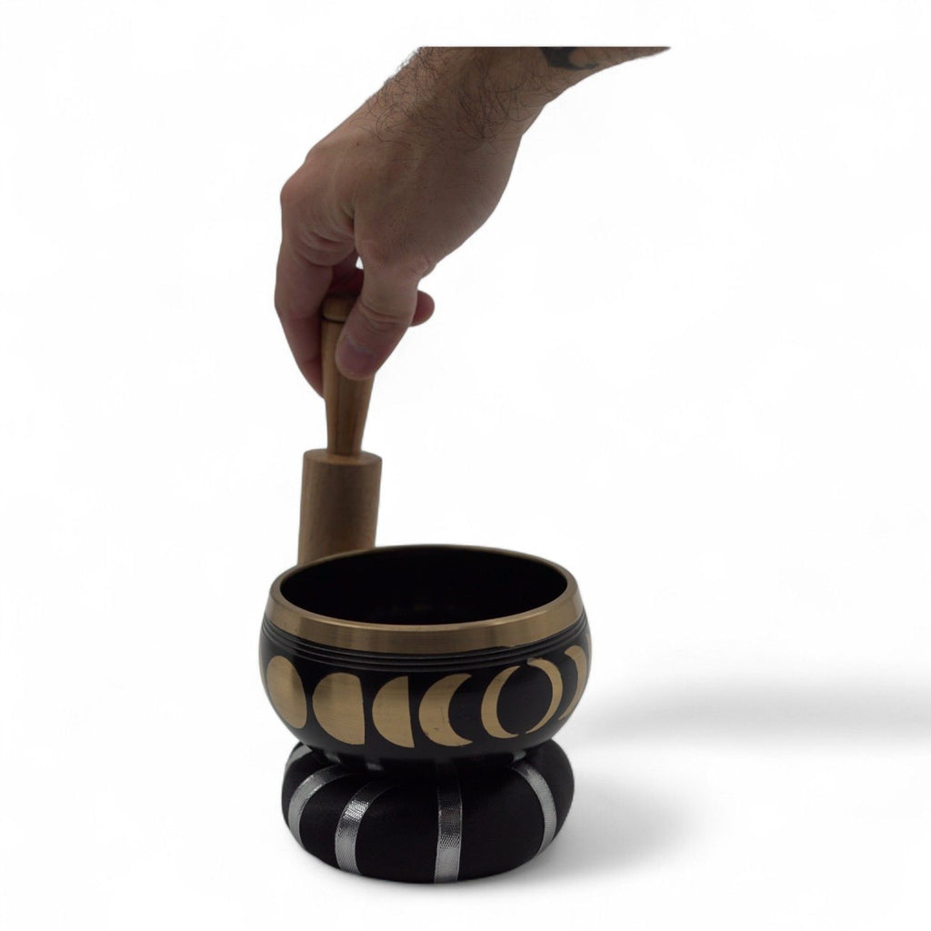 Juego de Cuenco Tibetano - Fase Lunar - Negro 10,7 cm