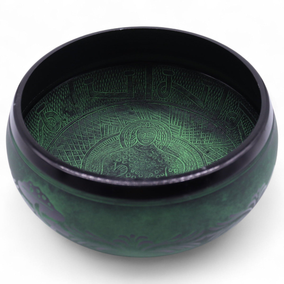 Cuenco tibetano de canto con forma de hongo - Verde musgo (23x10,5 cm, 1,3 kg)