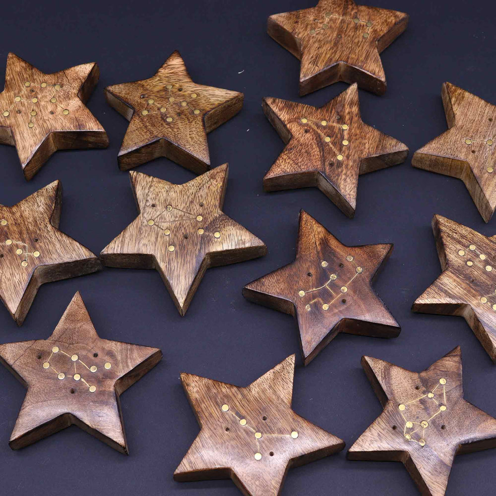 Quemador de incienso con signos del zodíaco de latón grabado - Estrella