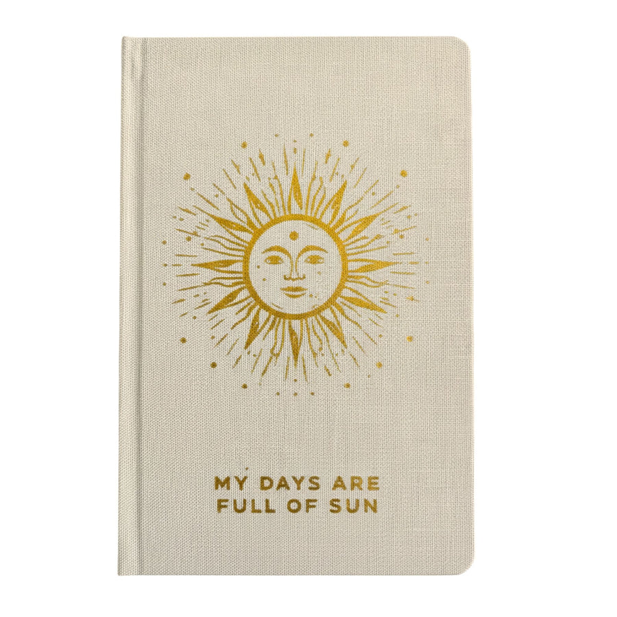 Diario de gratitud marfil con ribete dorado - 120 páginas - Mis días están llenos de sol