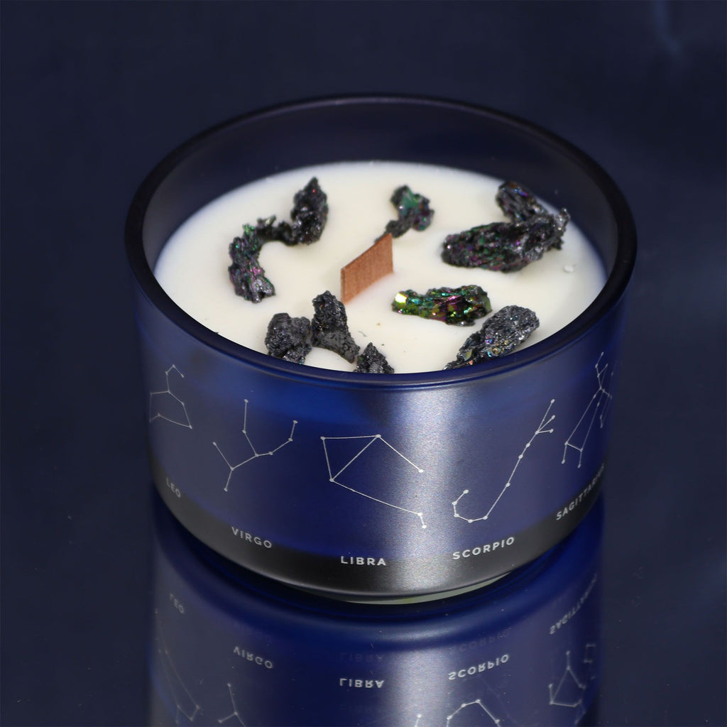 Vela de Cristal del Zodiaco con Pulsera de Piedras Preciosas - Aries