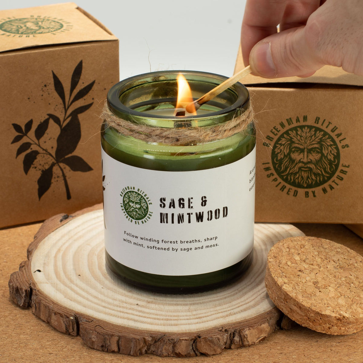 Vela de soja Woodwick Greenman - Lavanda Silvestre