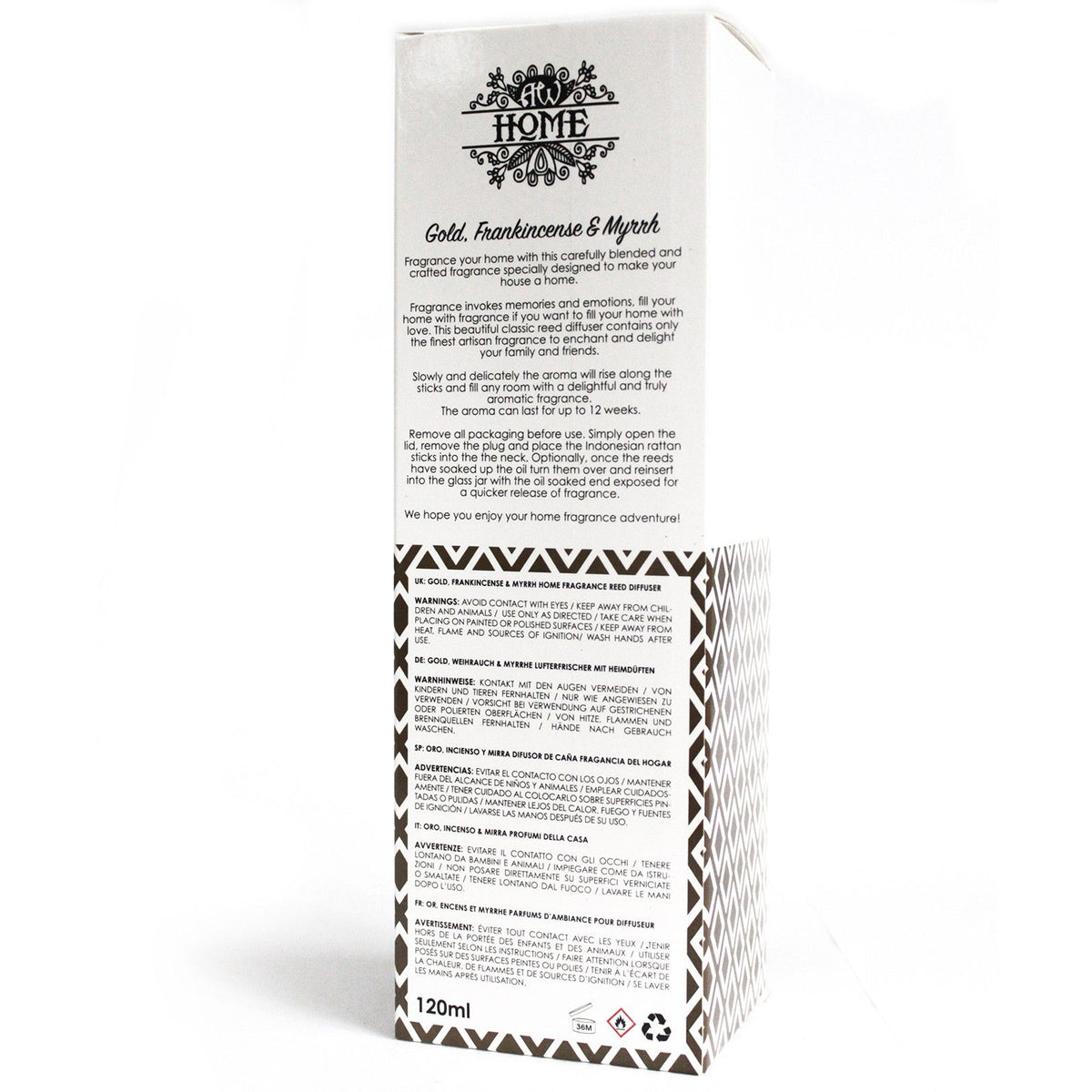 Difusor aromático 120ml - oro, incienso y mirra