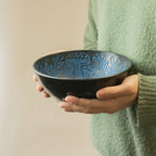 Cuenco tibetano de aluminio - hongo mágico - azul (20 cm)