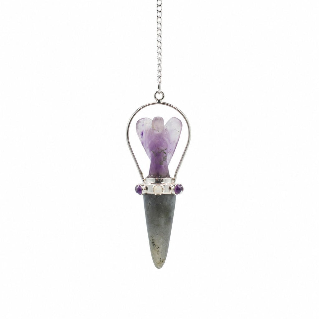Veilwalker - Péndulo de ángel de dos piezas - Pulsera de chakras - Labradorita y amatista