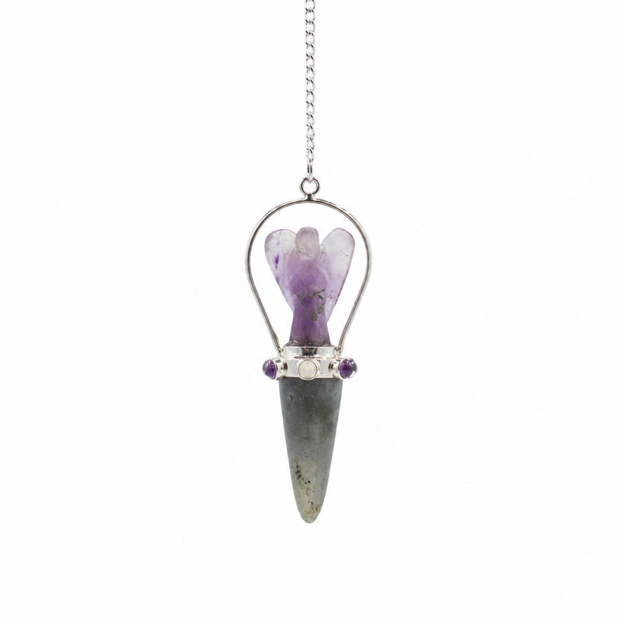 Veilwalker - Péndulo de ángel de dos piezas - Pulsera de chakras - Labradorita y amatista