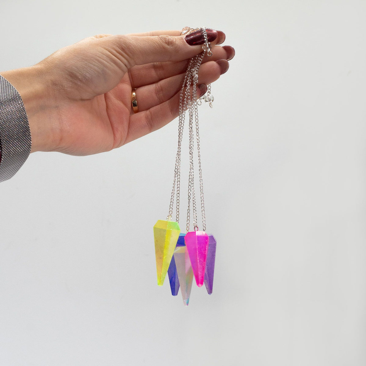 Péndulo de seis caras - Aurora Crystal Morado - 4 cm