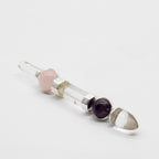 Varita Axis of Grace - Esferas de amatista y cuarzo rosa, tallo de cuarzo - 12 cm