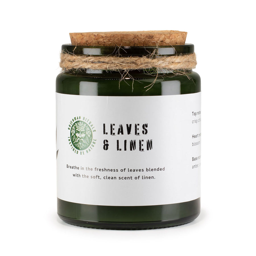 Greenman Woodwick Soy Candle - Hojas y Lino