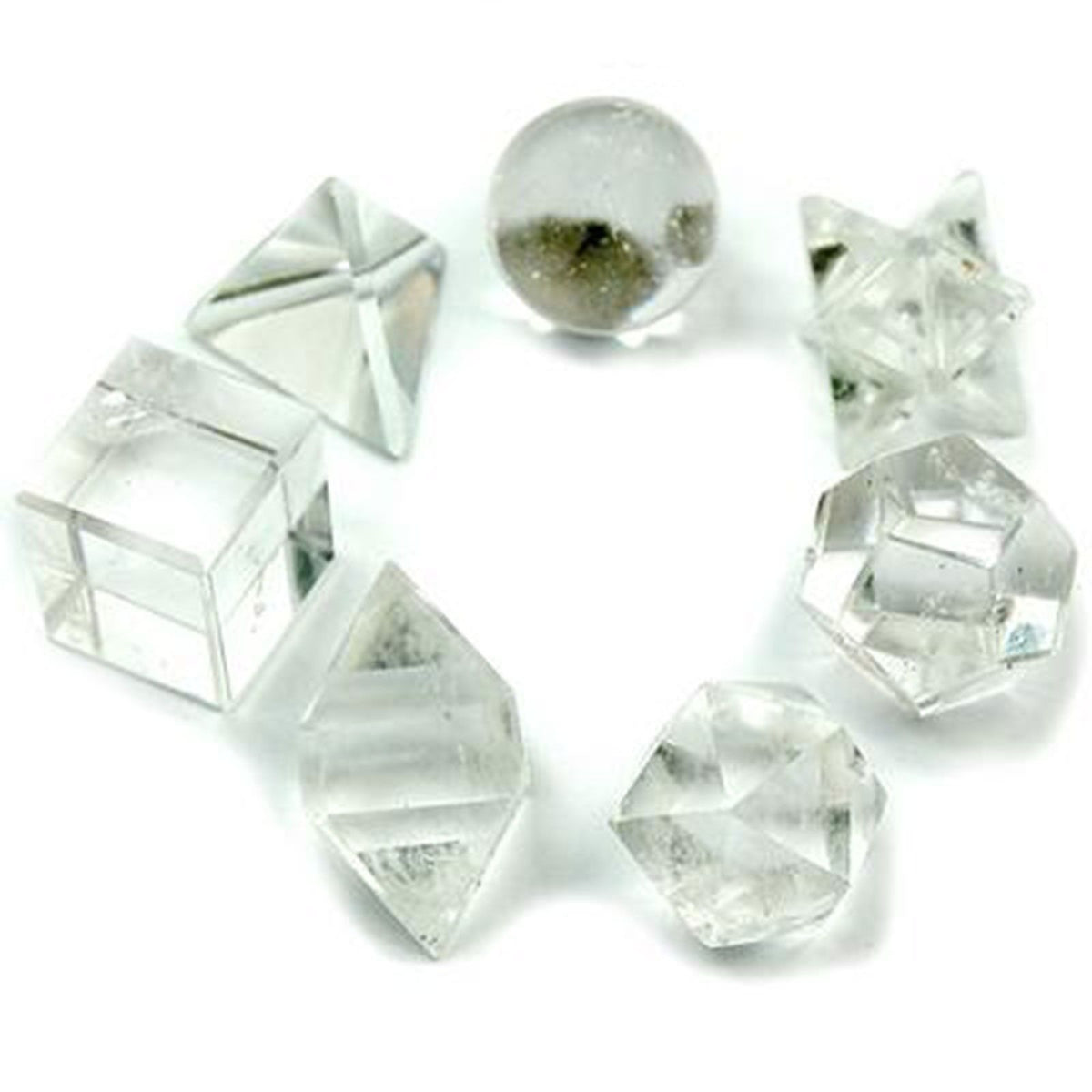 Juego geométrico de siete piezas de cristal