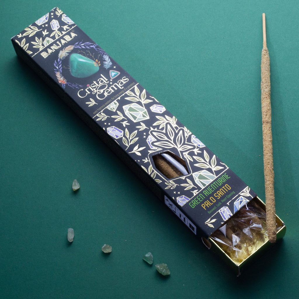 Banjara Cristal Gemas Varitas de Incienso - Aventurina Verde Palo Santo