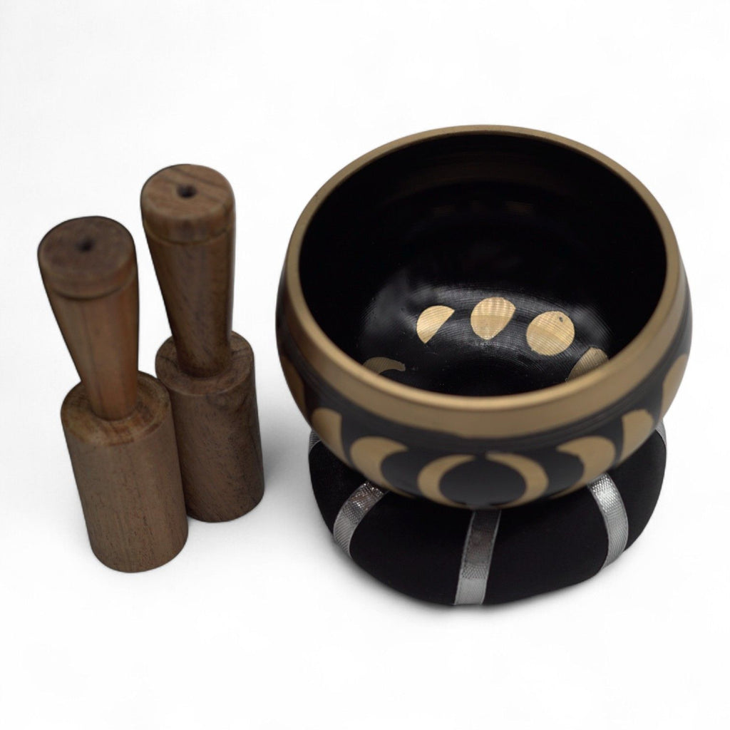 Juego de Cuenco Tibetano - Fase Lunar - Negro 10,7 cm