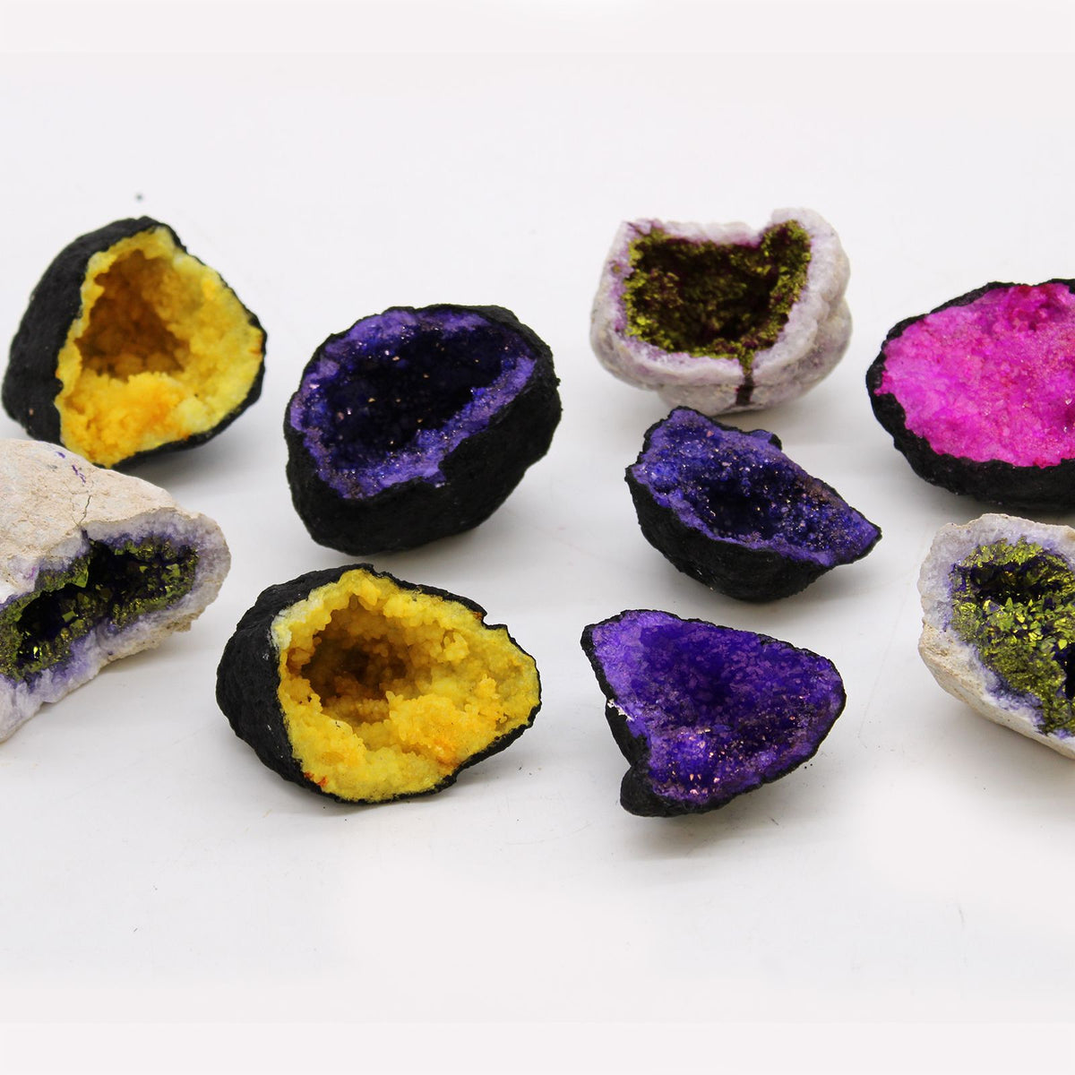 Geodas de calcita coloreada - Piedra Natural - Morado & Oro