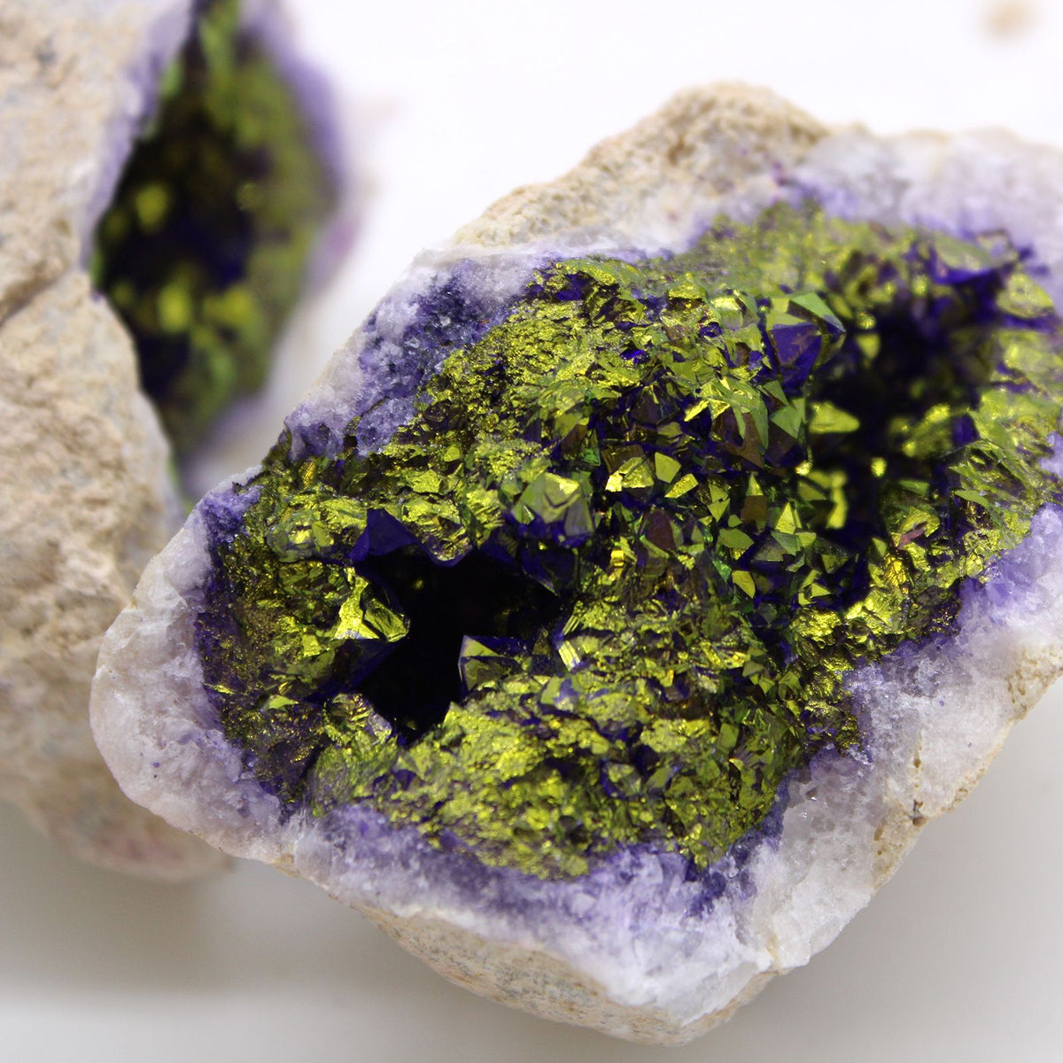 Geodas de calcita coloreada - Piedra Natural - Morado & Oro