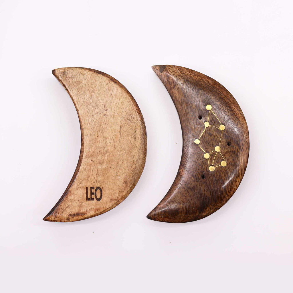 Quemador de incienso con signos del zodíaco de latón grabado - Luna