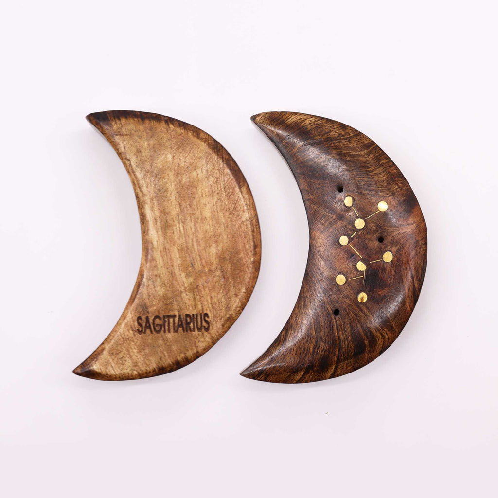 Quemador de incienso con signos del zodíaco de latón grabado - Luna